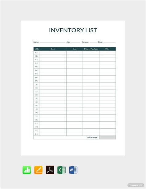 Stock Sheet Template