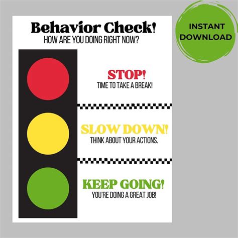 Stop Light Behavior Chart Printable