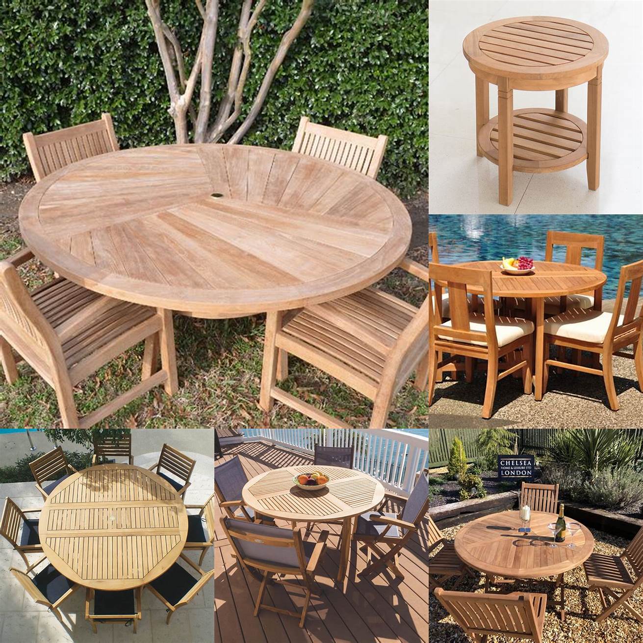 Storage Teak Patio Furniture Round Table
