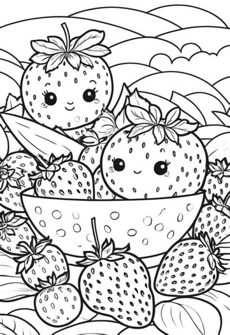 Strawberry Printable Coloring Pages