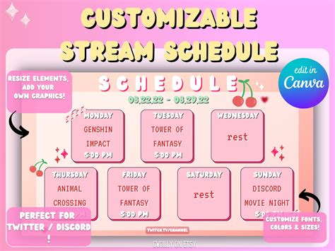 Streaming Schedule Template