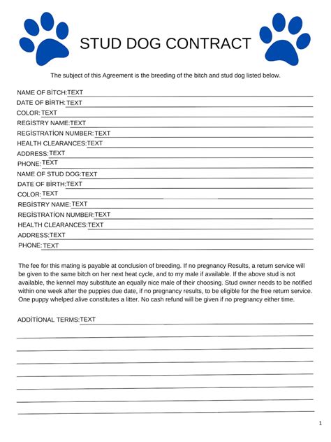 Stud Dog Contract Template