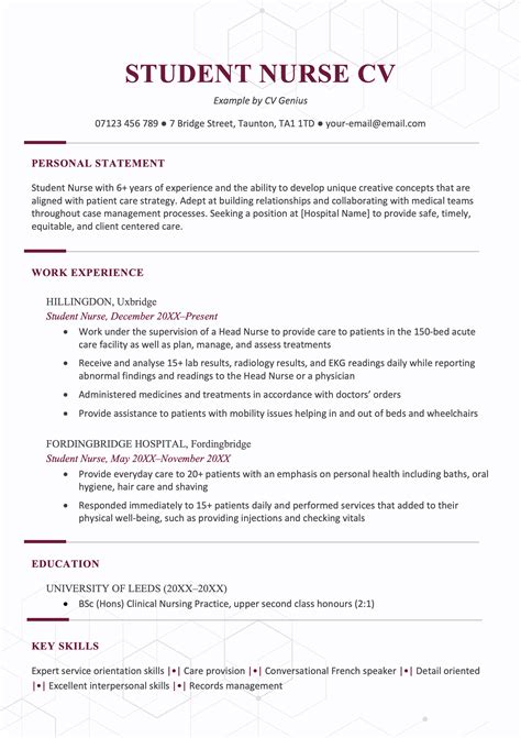 Student Nurse Resume Template