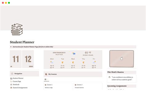 Student Planner Notion Template