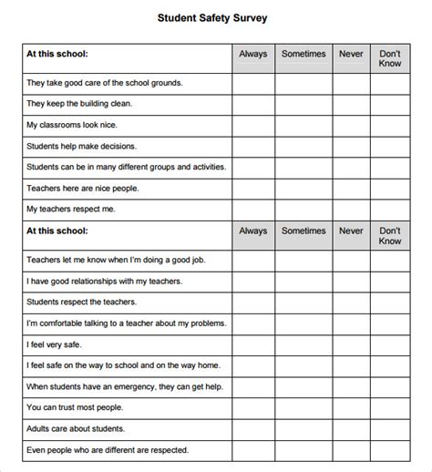 Student Survey Template
