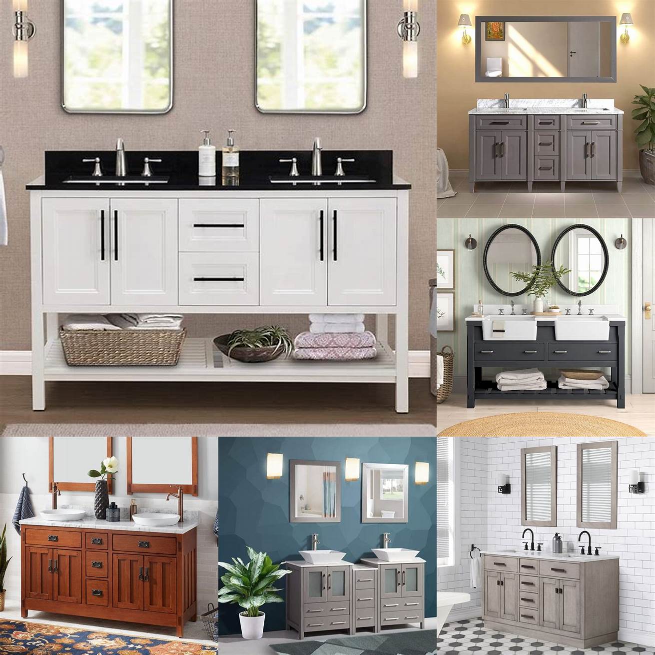Style Double vanities come in various styles and materials so you can choose the one that matches your bathrooms aesthetics