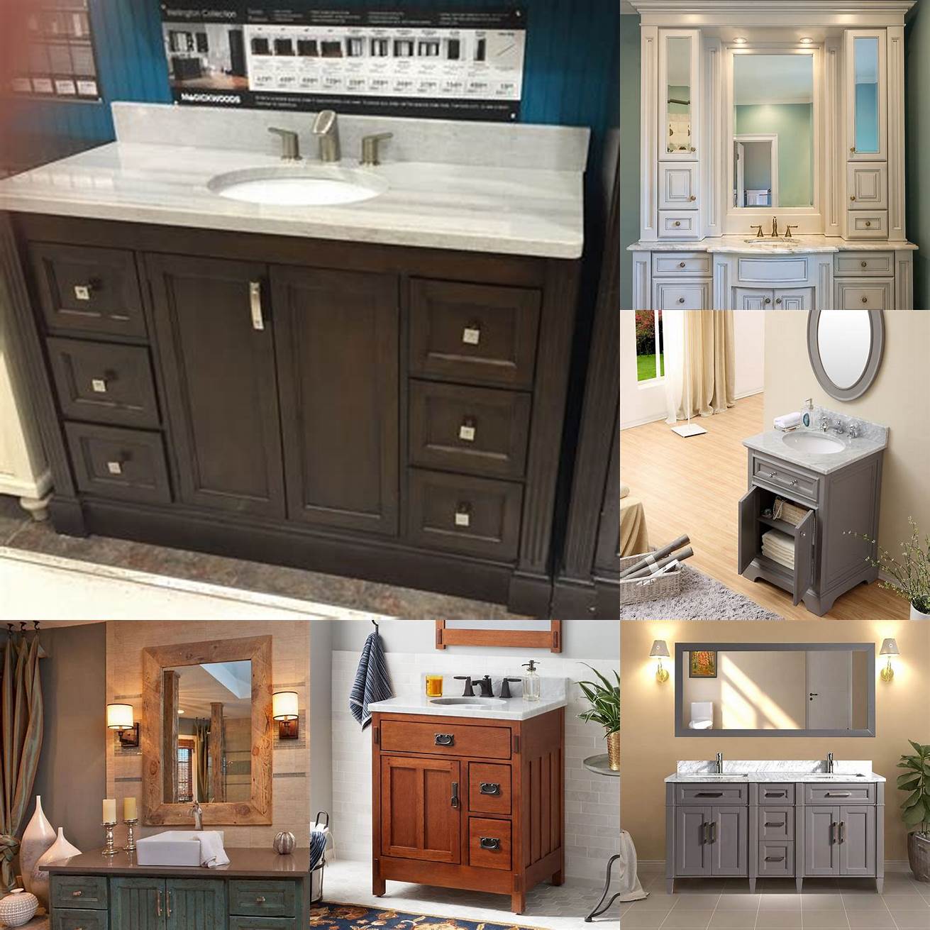 Stylish designs Menards vanities come in various styles and finishes to match your bathroom décor You can choose from modern traditional rustic or transitional designs