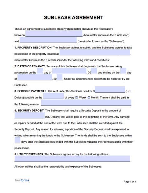 Subletting Contract Template