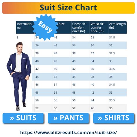 Suit Size Chart For Men