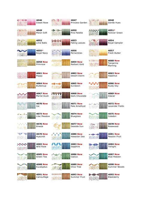Sulky Embroidery Thread Color Chart