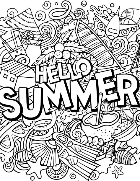 Summer Fun Printable Coloring Pages