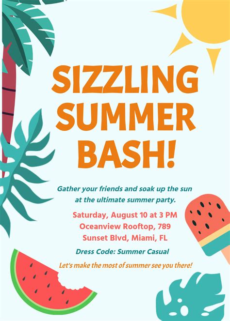 Summer Party Invitation Template