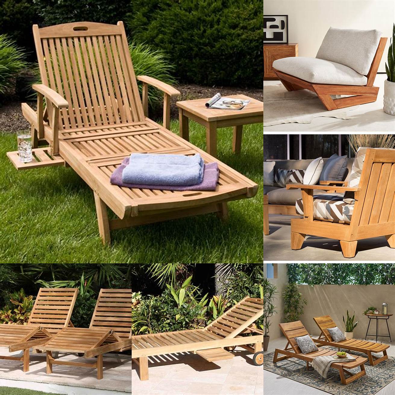 Sunset Teak Outdoor Lounge Chair in Nature