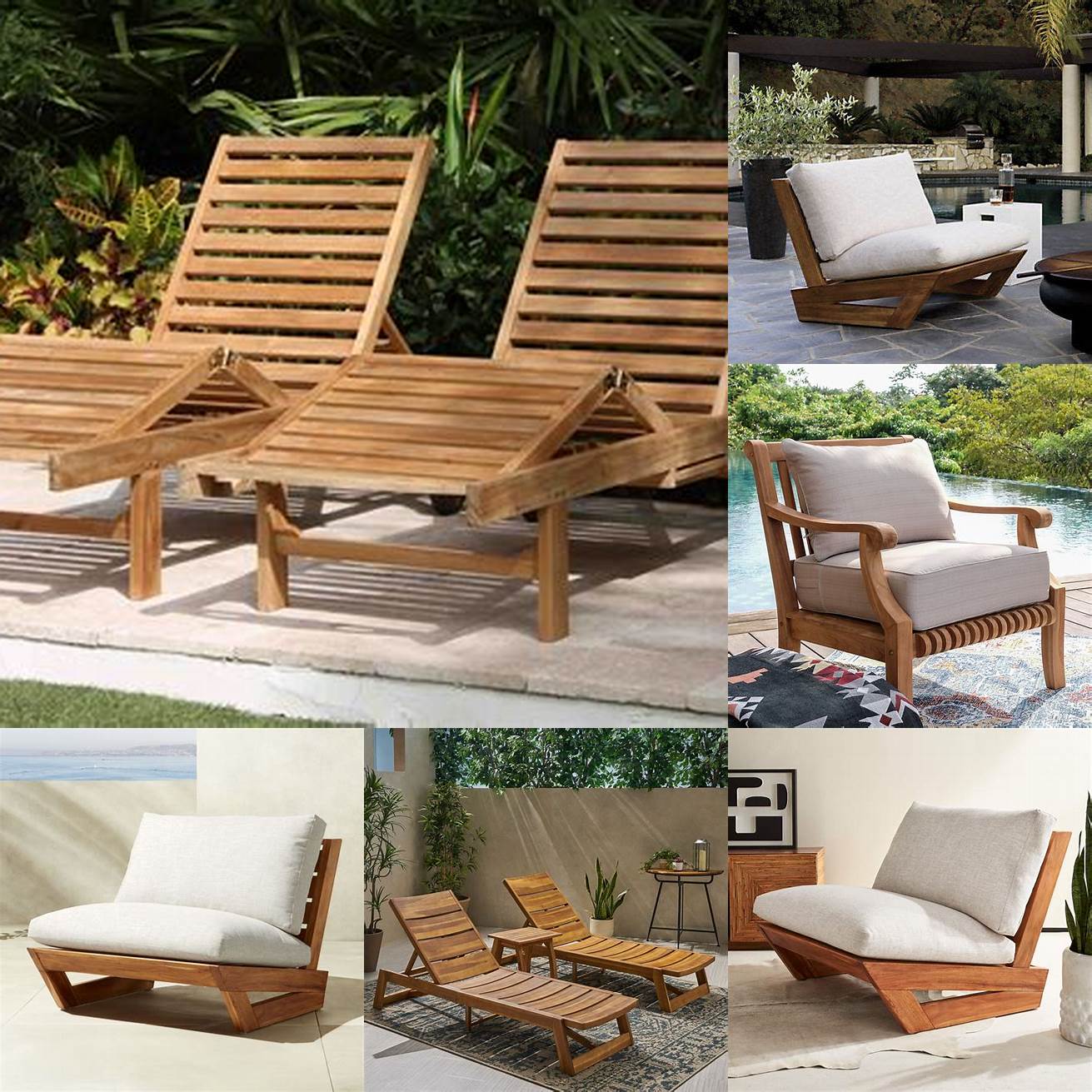 Sunset Teak Outdoor Lounge Chair in Various Colors