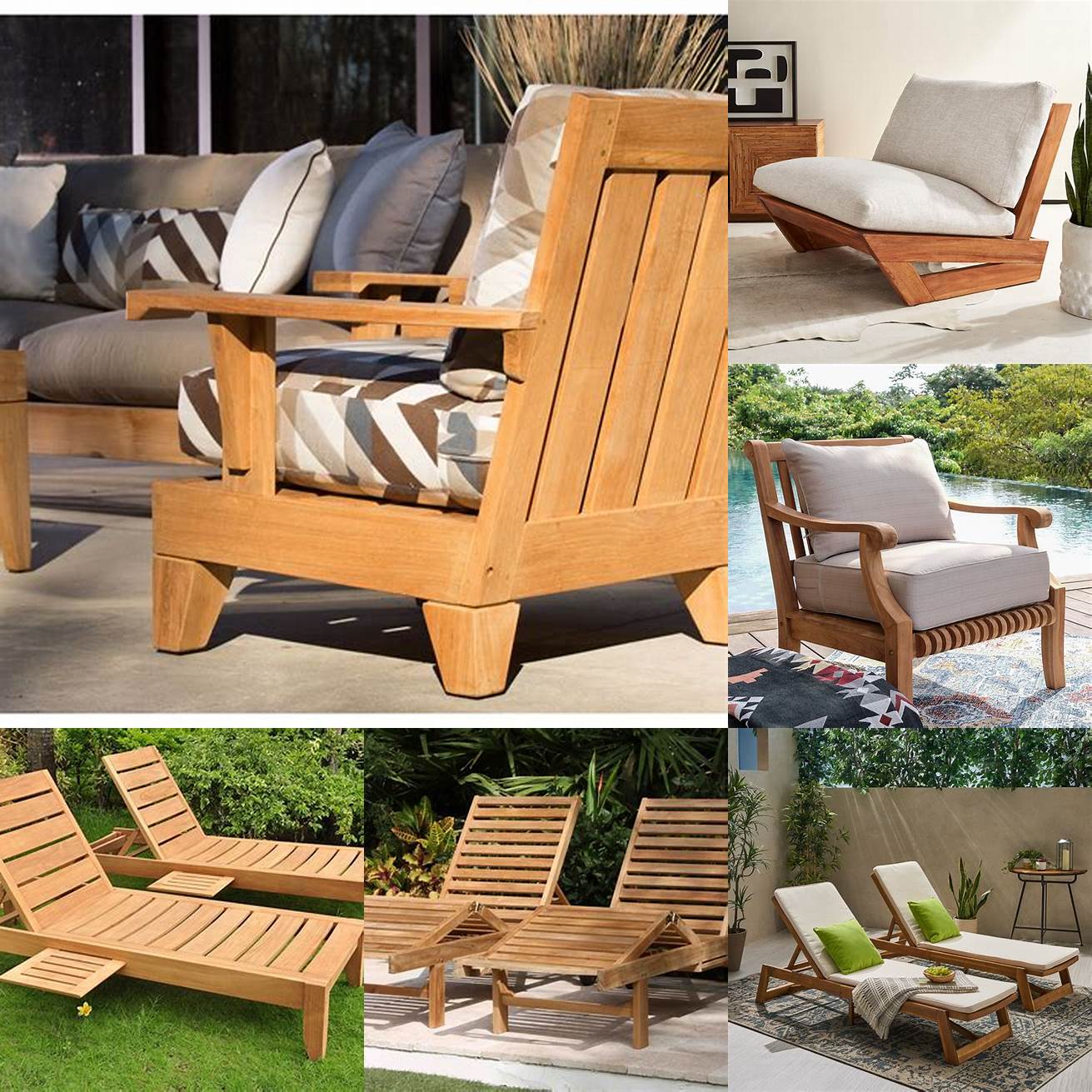 Sunset Teak Outdoor Lounge Chair with Accessories