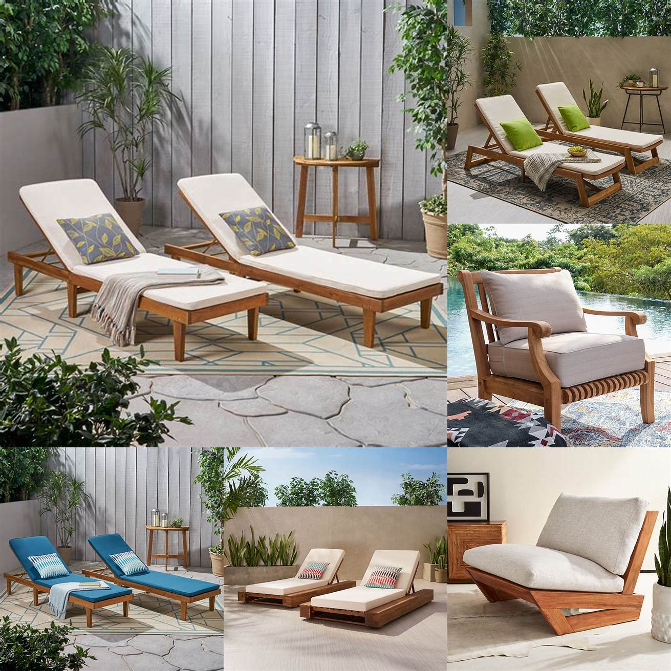 Sunset Teak Outdoor Lounge Chair with Cushion