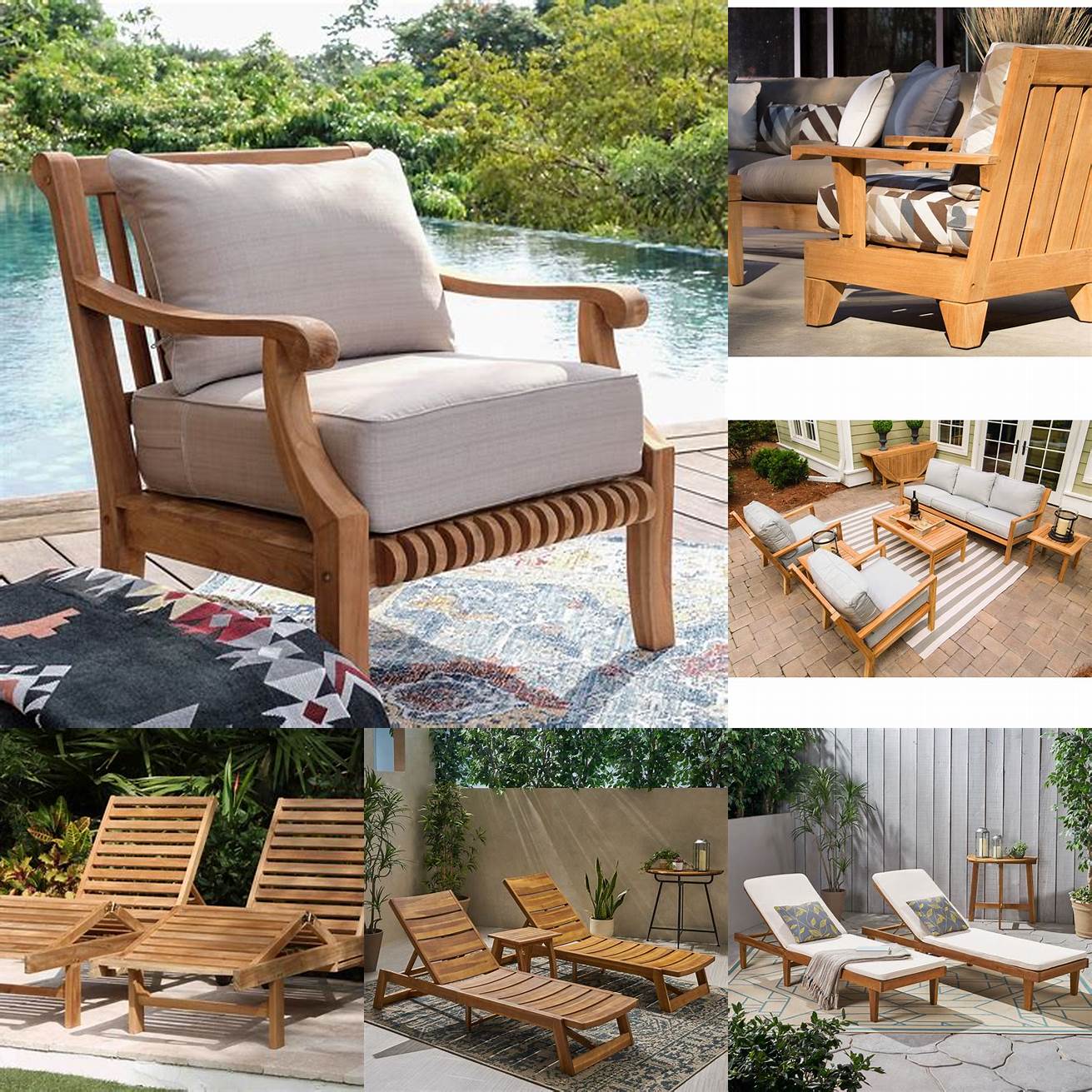 Sunset Teak Outdoor Lounge Chair with Family