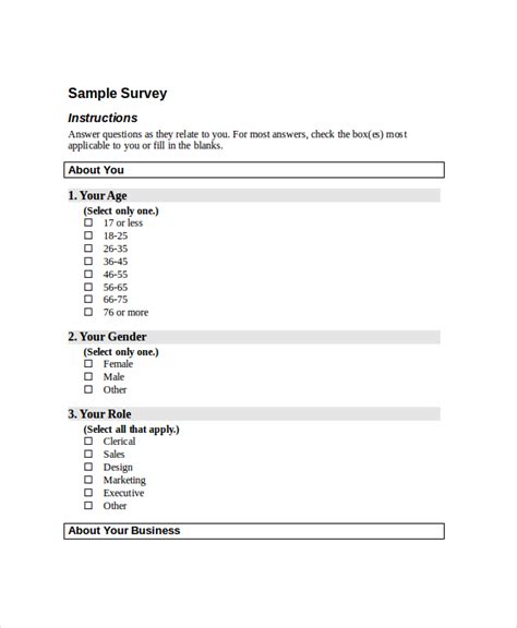 Survey Template Word