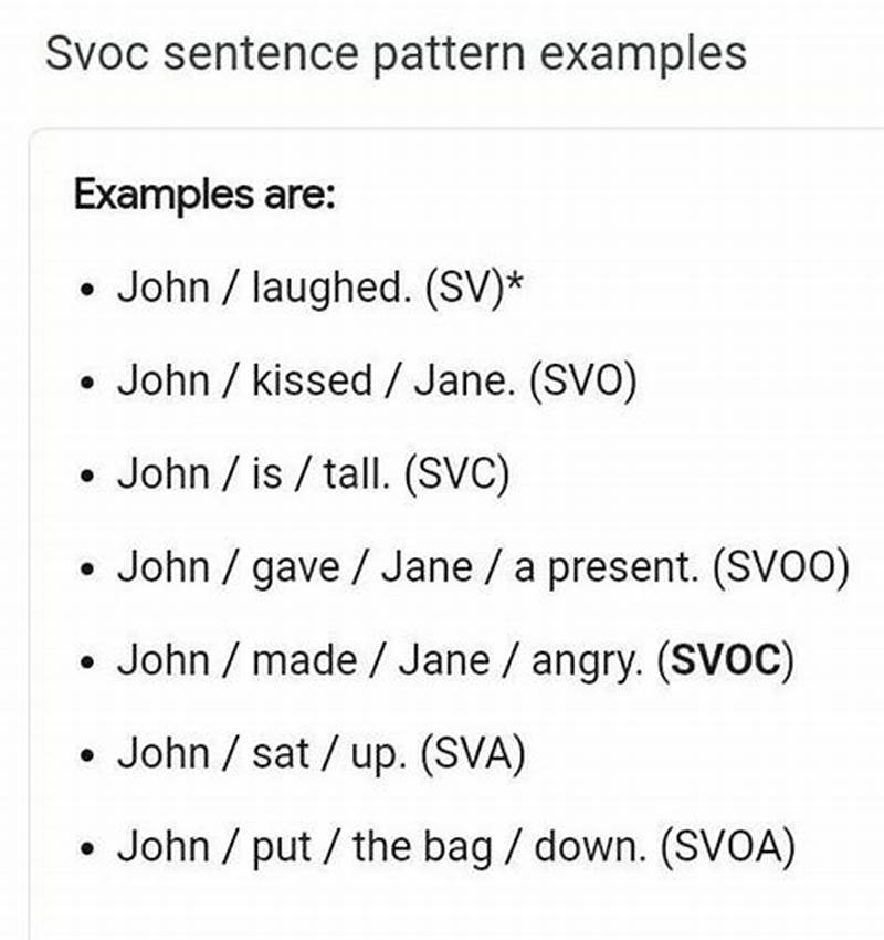 Svc Sentence Pattern Examples