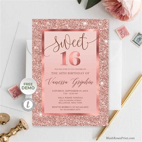Sweet 16 Birthday Invitation Templates