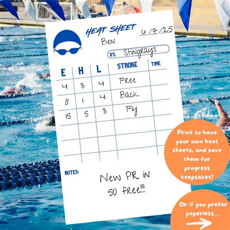 Swim Meet Heat Sheet Template