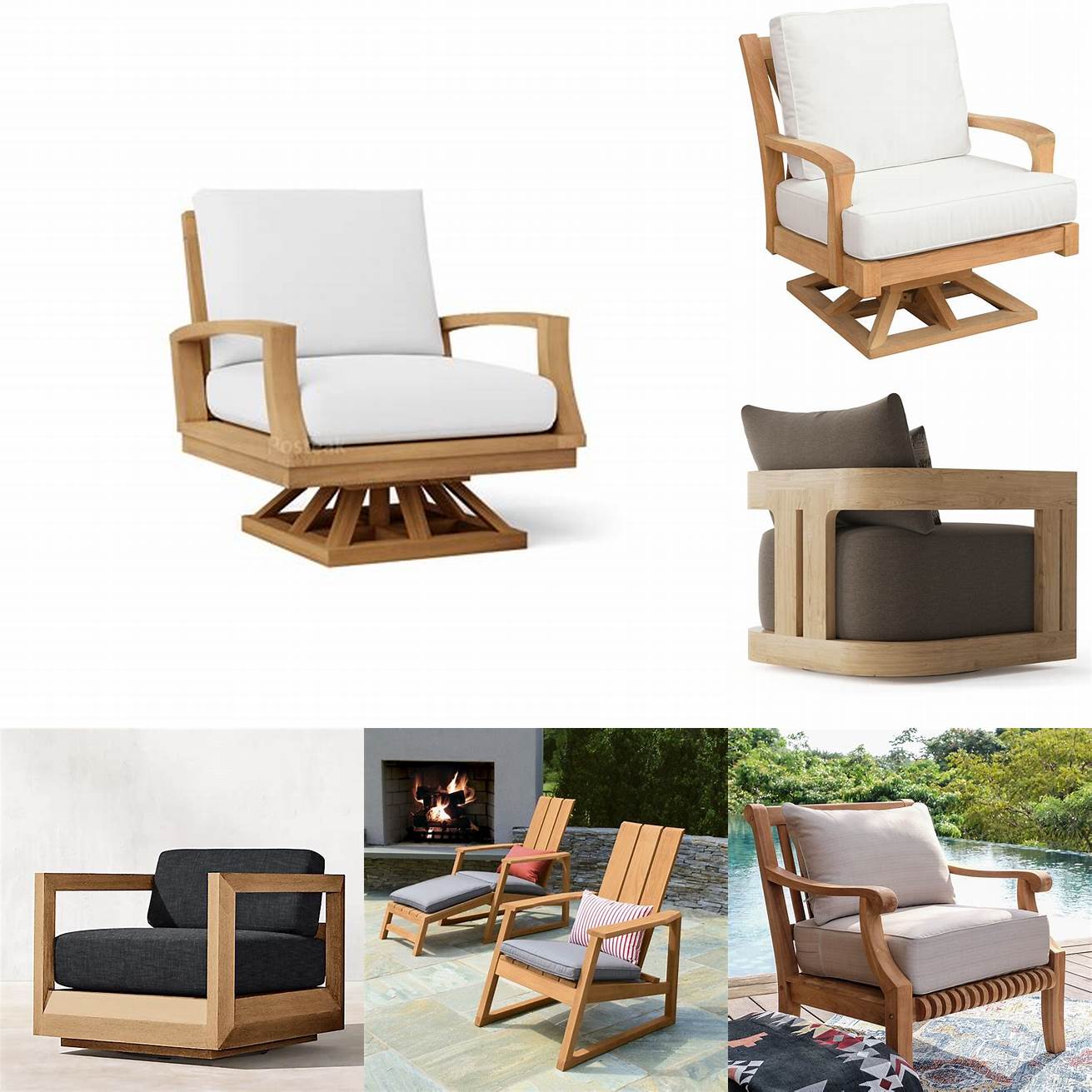 Swivel Teak Lounge Chairs