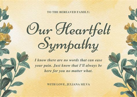 Sympathy Card Message Template