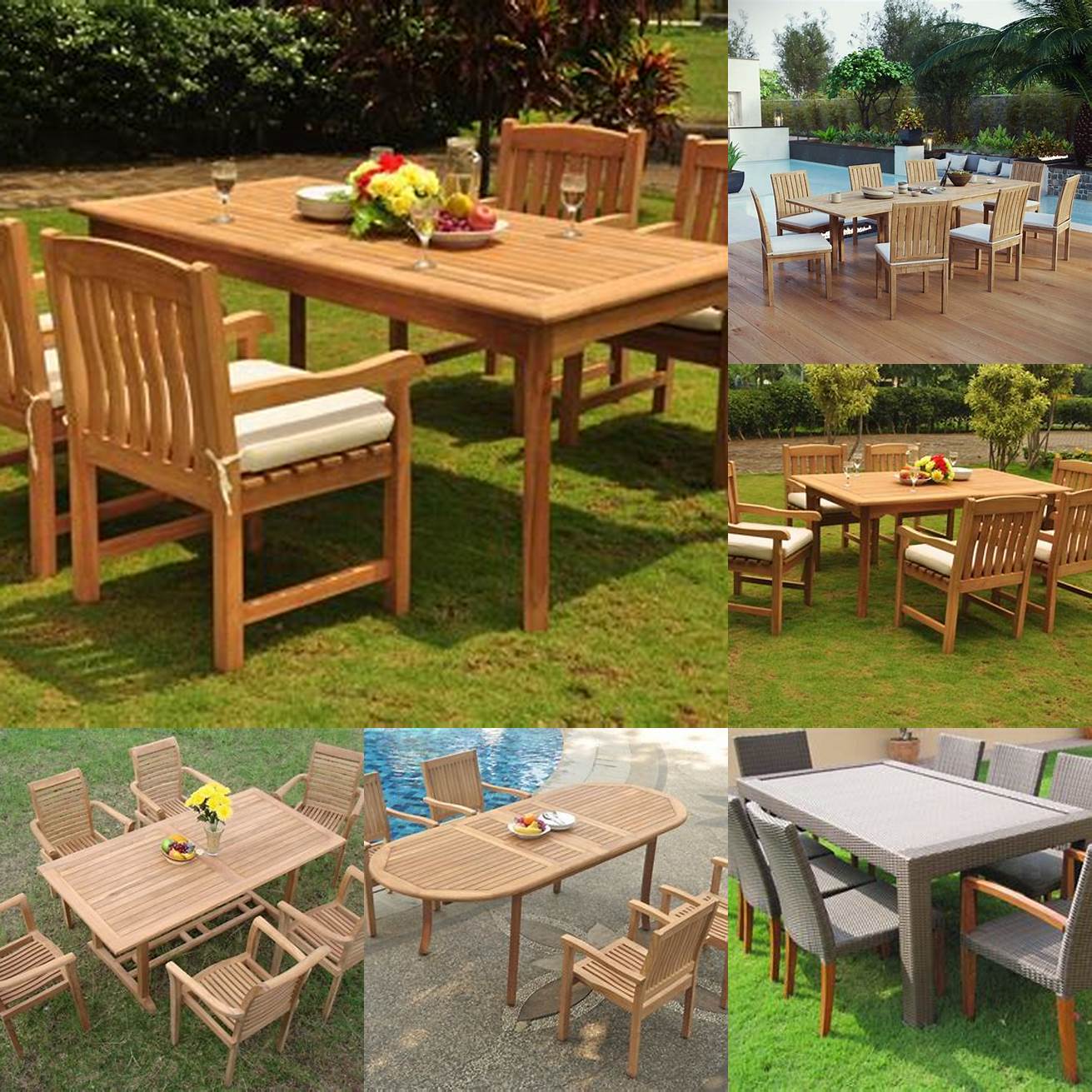 Synthetic teak dining sets