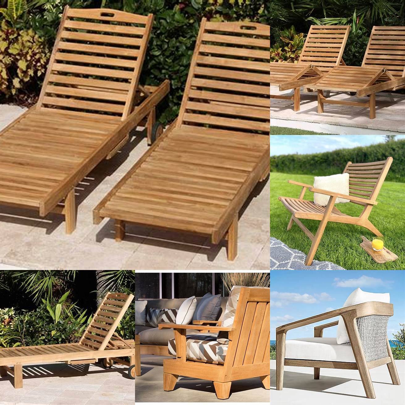 Synthetic teak loungers