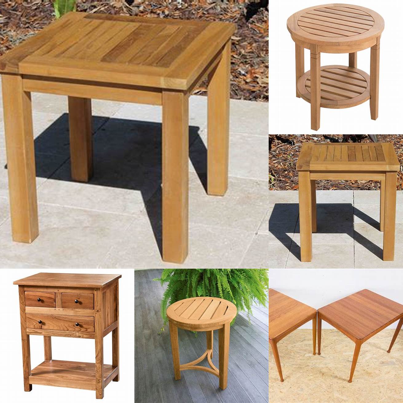 Synthetic teak side tables