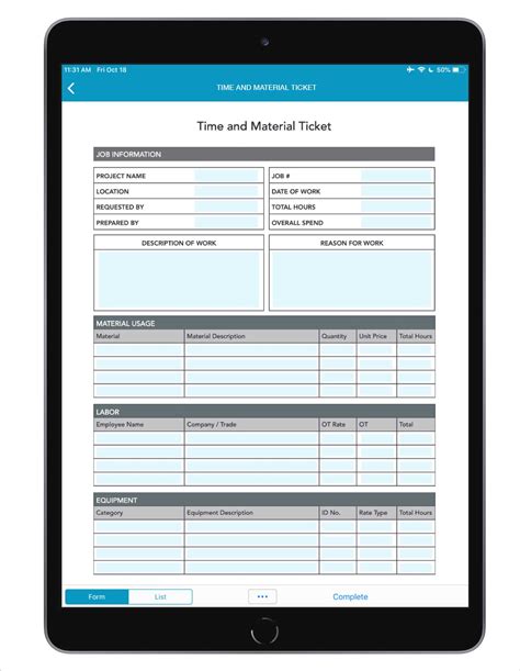T&m Ticket Template
