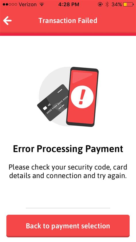 TUI app error - Payment failed