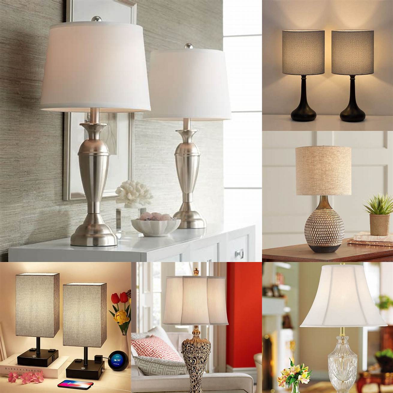Table lamps on nightstands