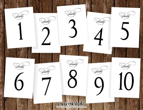 Table Number Templates