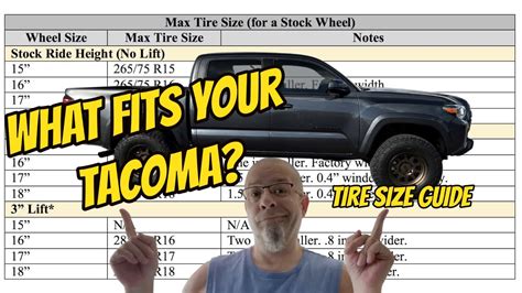 Tacoma Tire Size Chart