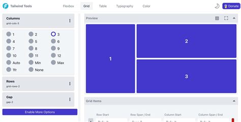 Tailwind Grid Template Columns