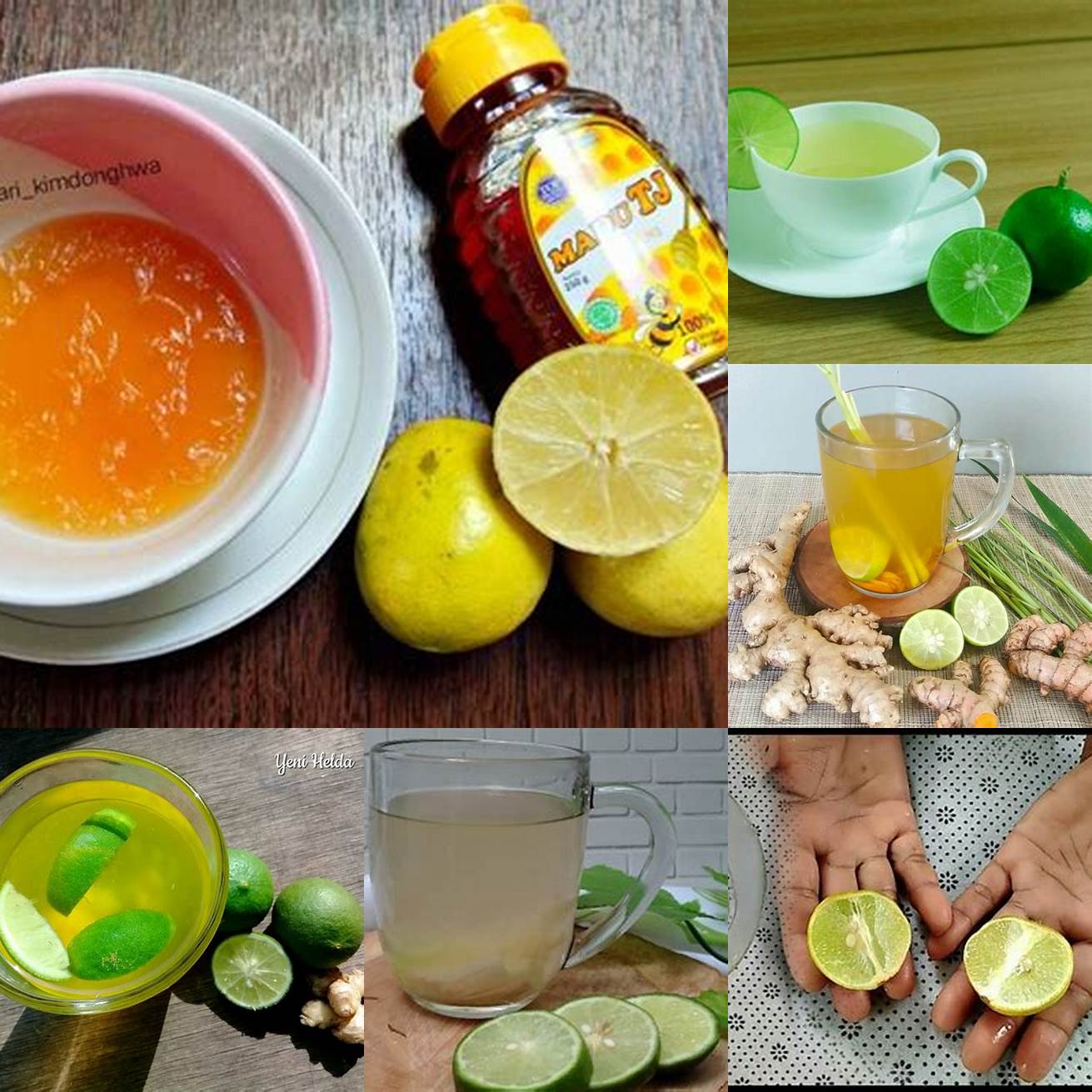 Tambahkan air jeruk nipis dan madu ke dalam campuran kunyit dan tepung beras Aduk hingga rata