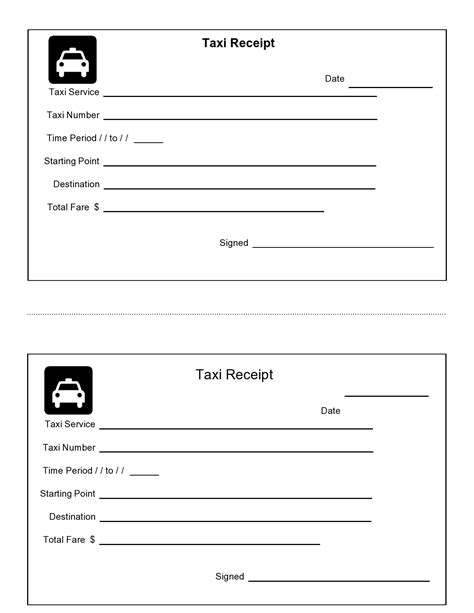 Taxi Receipt Template