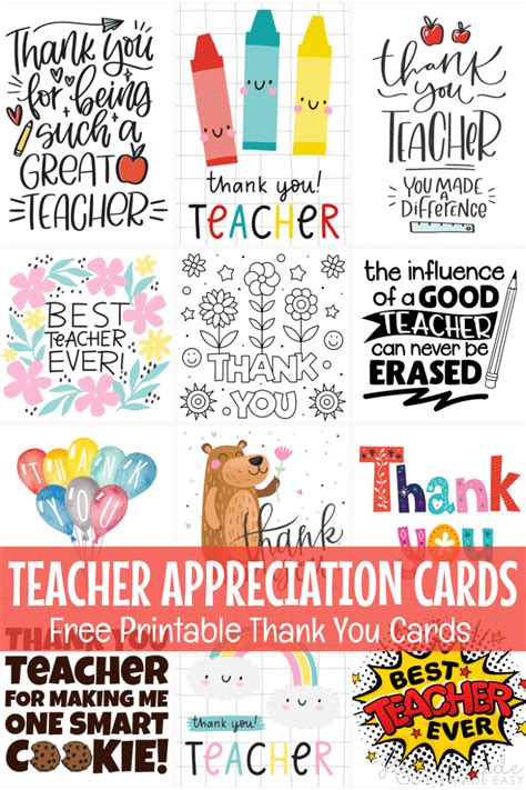 Teacher Appreciation Week Cards Printable Free
