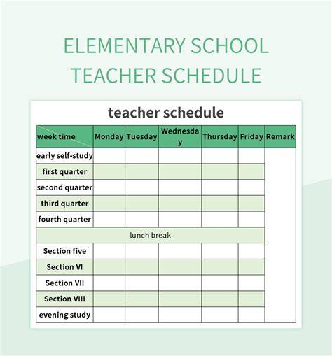Teacher Daily Schedule Template