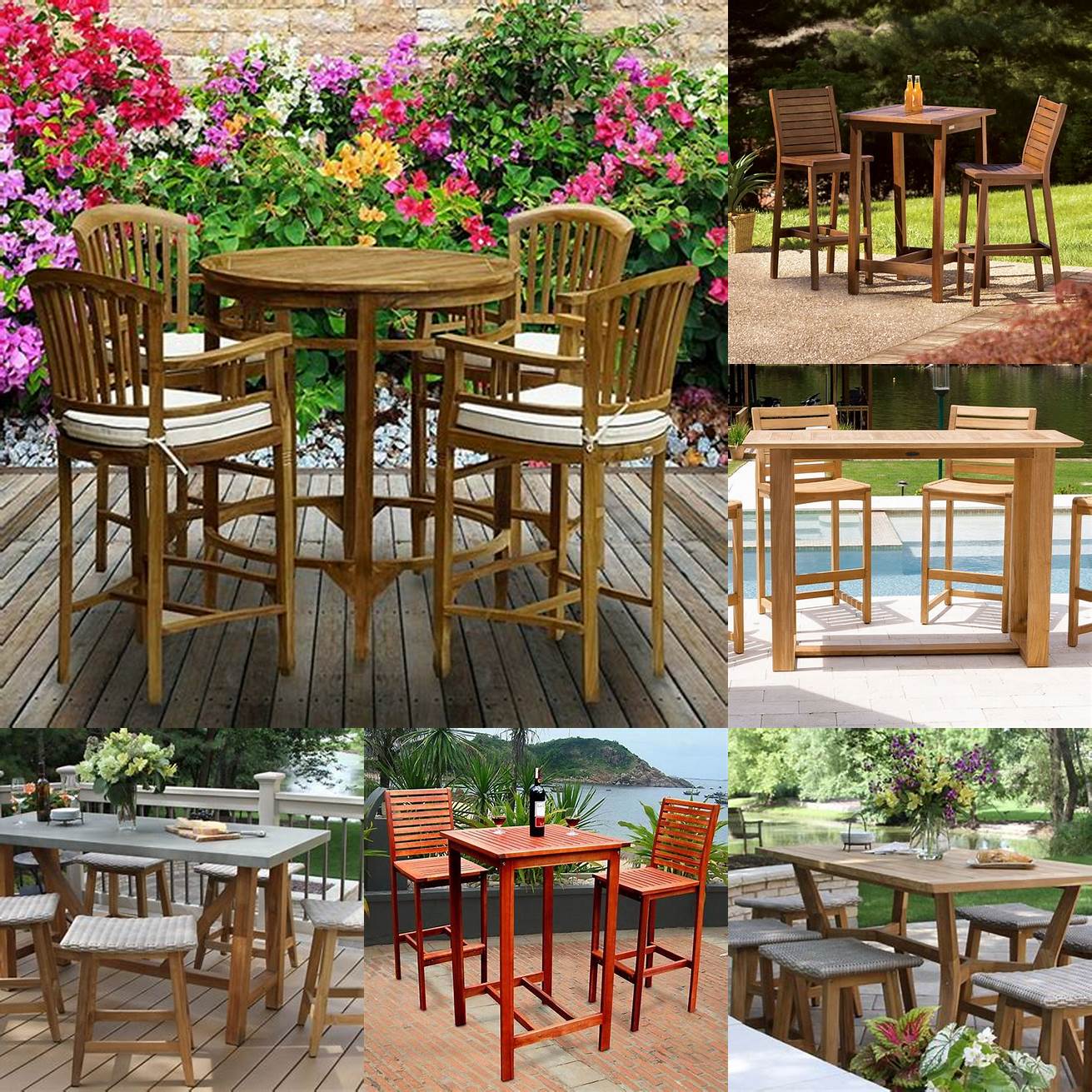 Teak Bar Height Table and Chairs Set