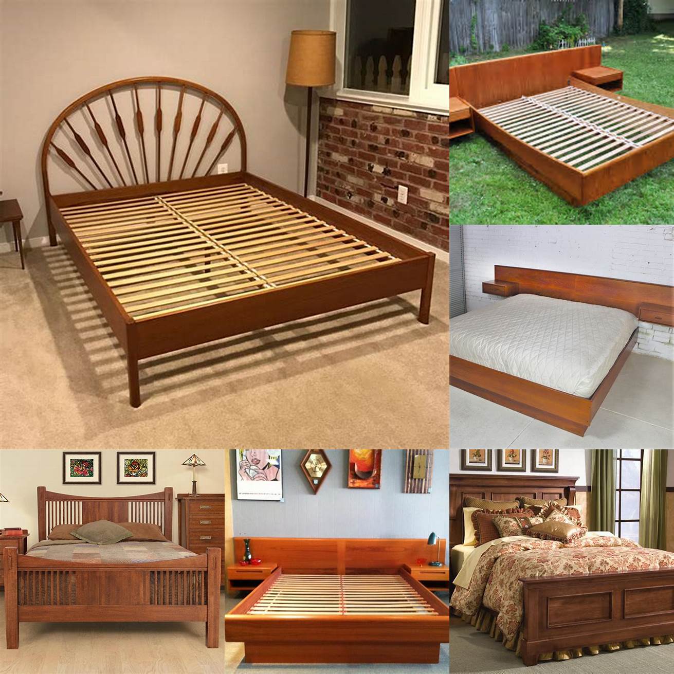 Teak Bed Frame with Headboard and Footboard