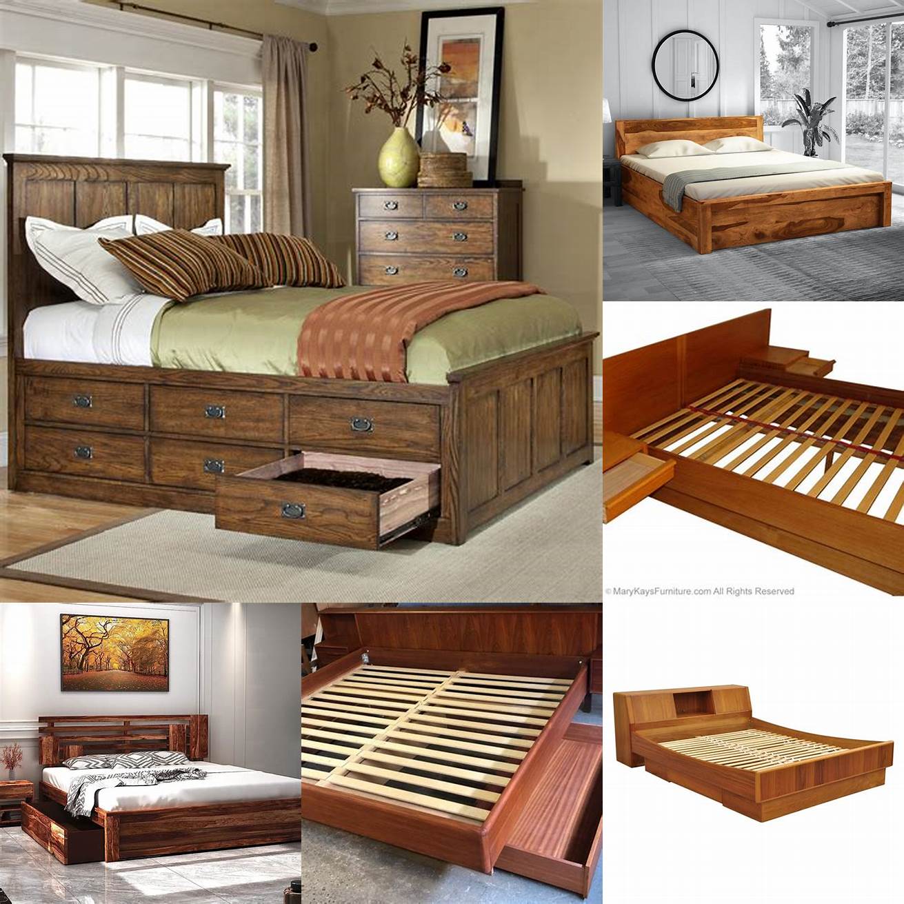 Teak Bed Frame with Storage Drawers