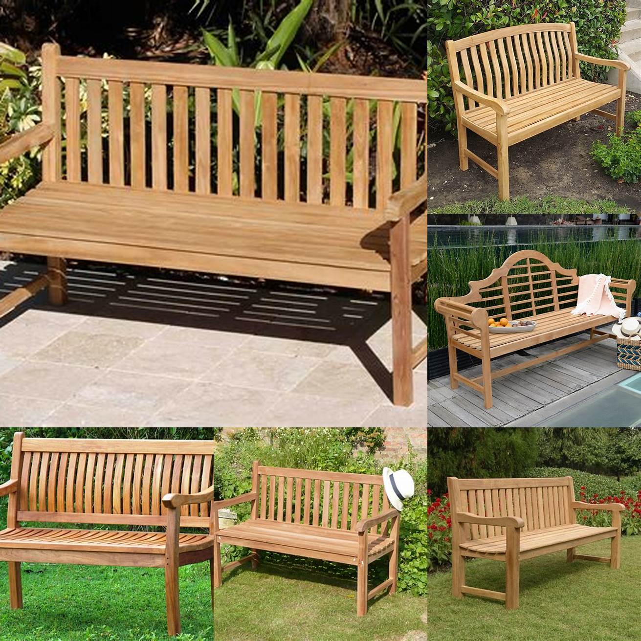 Teak Boatwood Outdoor Benches