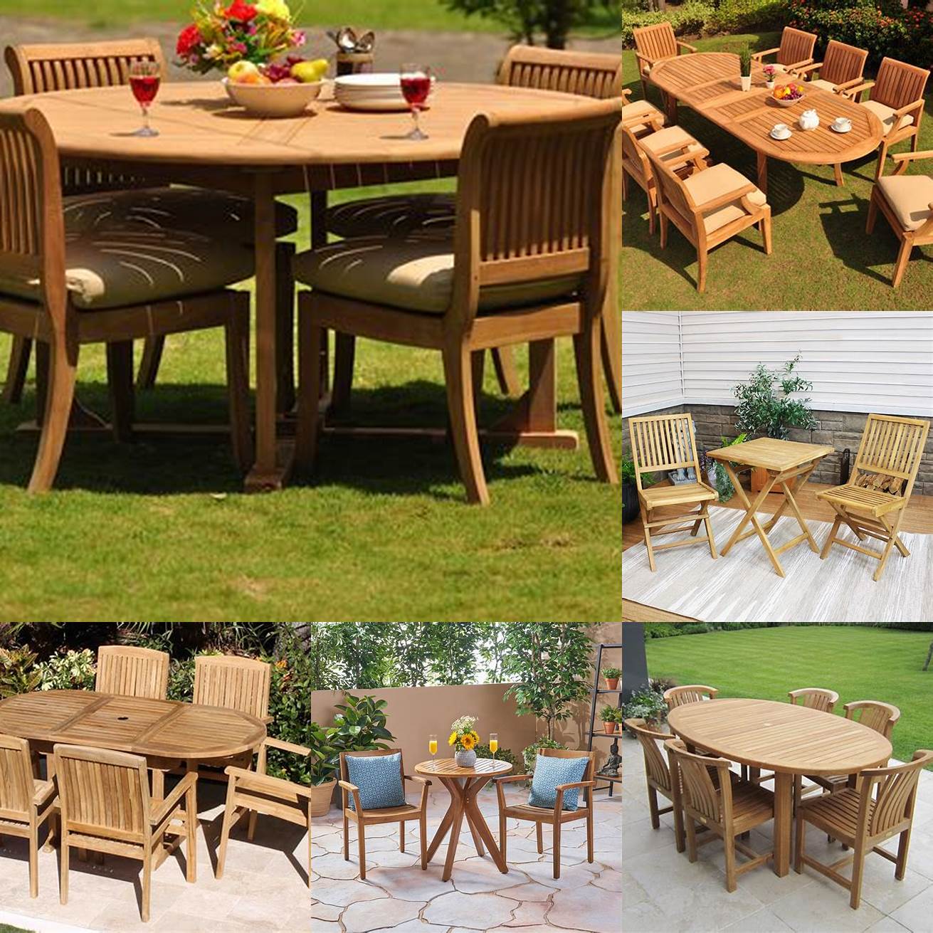Teak Cafe Table and Chairs in a Country Setting