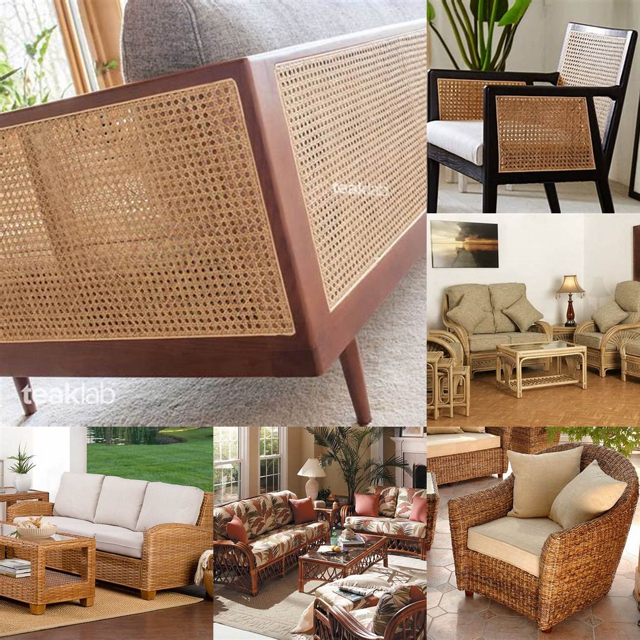 Teak Cane Living Room Furniture
