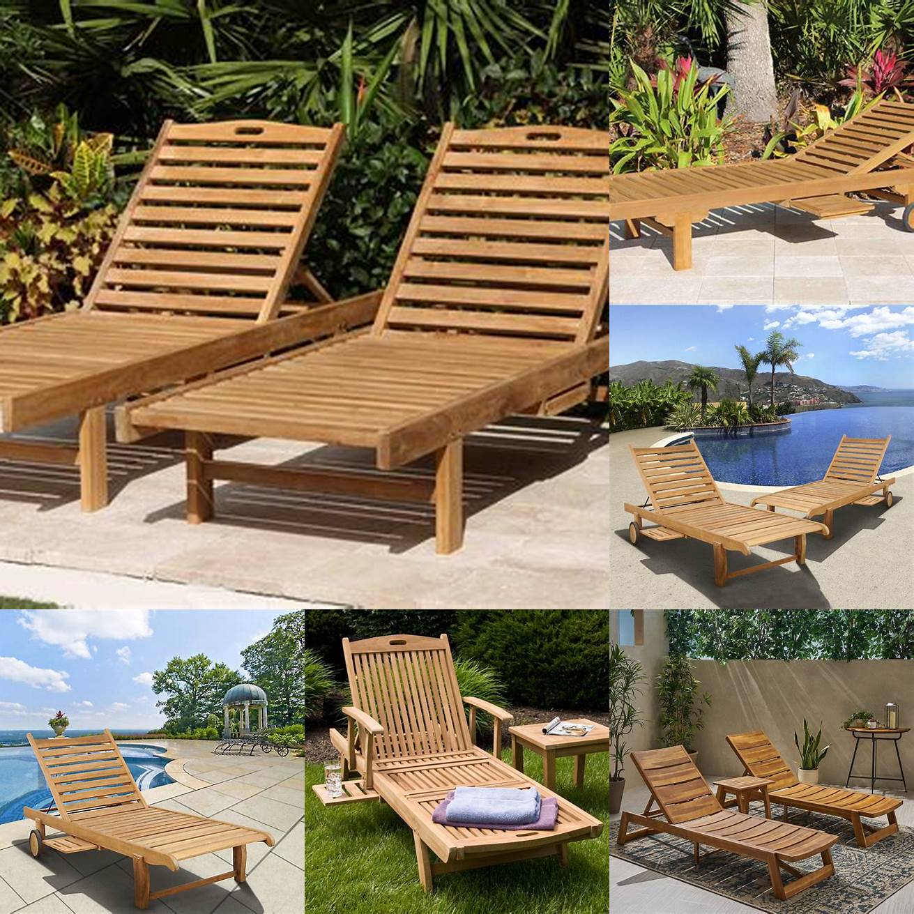 Teak Chaise Lounges for Sunbathing