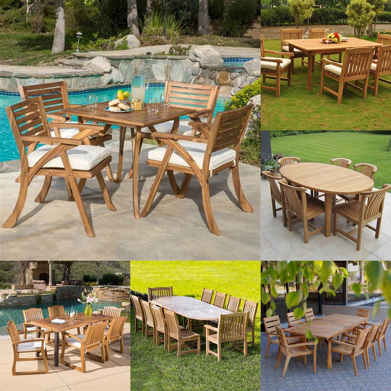 Teak Dining Set with Planters