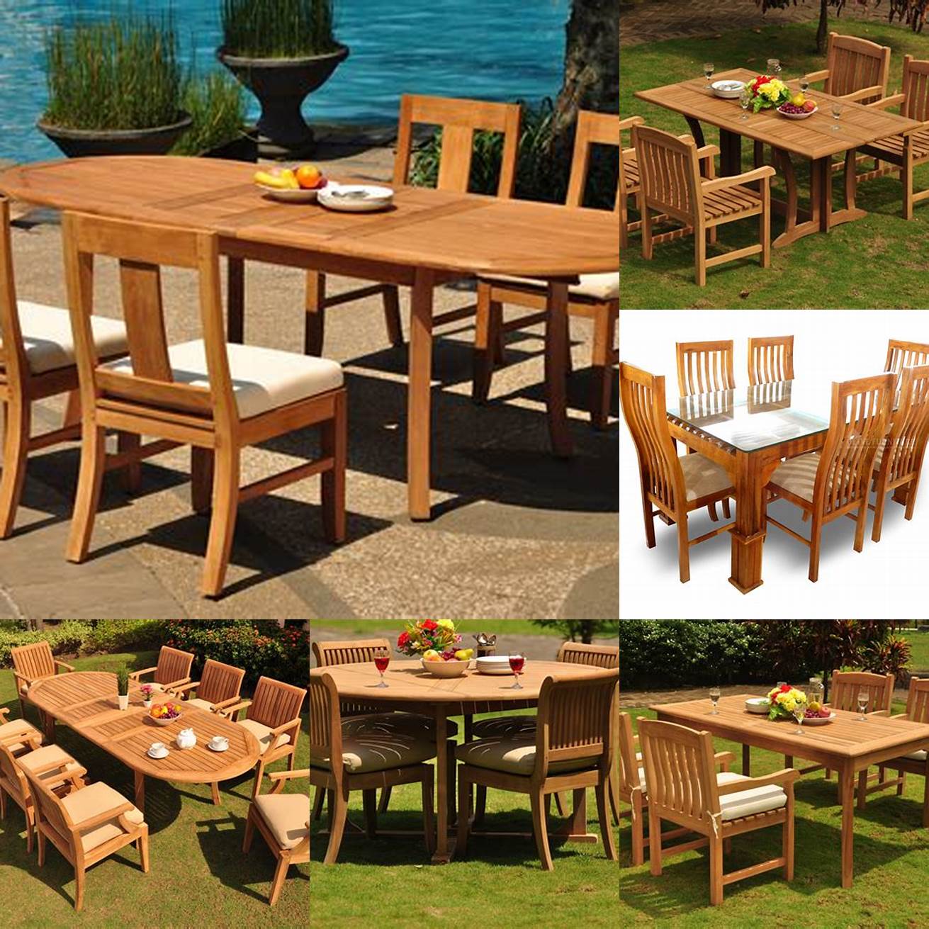 Teak Dining Set with Side Table