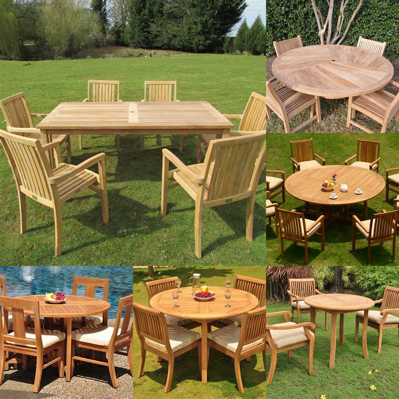 Teak Dining Table and Chairs in a Gazebo